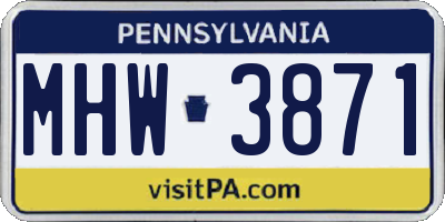 PA license plate MHW3871
