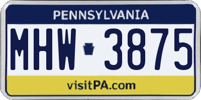 PA license plate MHW3875