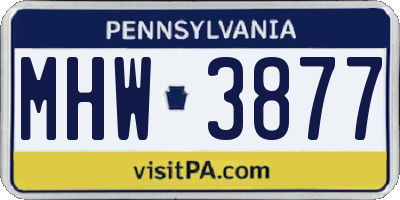 PA license plate MHW3877