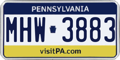 PA license plate MHW3883