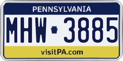 PA license plate MHW3885