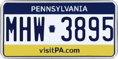PA license plate MHW3895