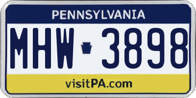 PA license plate MHW3898