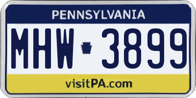 PA license plate MHW3899