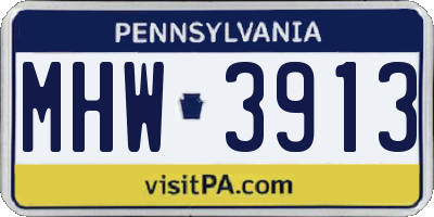PA license plate MHW3913
