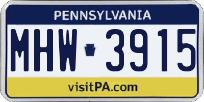 PA license plate MHW3915