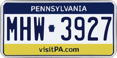 PA license plate MHW3927