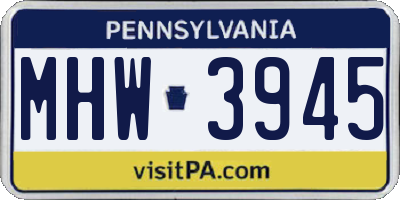 PA license plate MHW3945