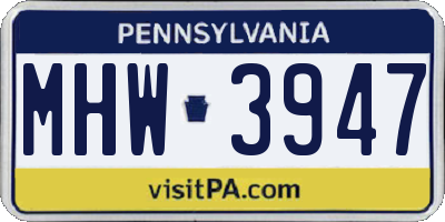 PA license plate MHW3947