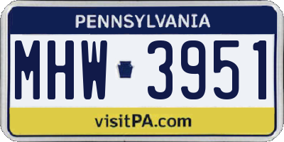 PA license plate MHW3951