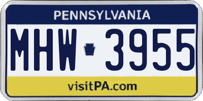 PA license plate MHW3955