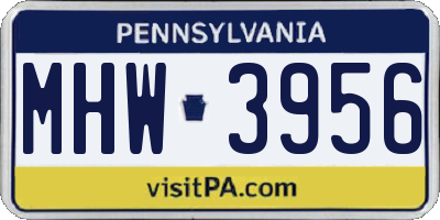 PA license plate MHW3956