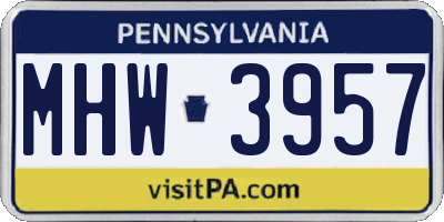 PA license plate MHW3957