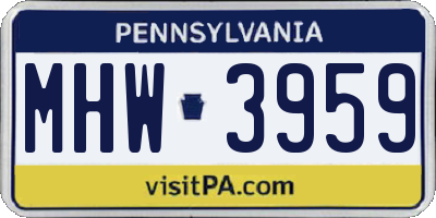 PA license plate MHW3959