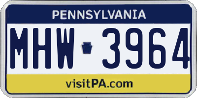 PA license plate MHW3964