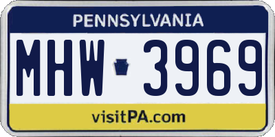 PA license plate MHW3969