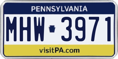 PA license plate MHW3971