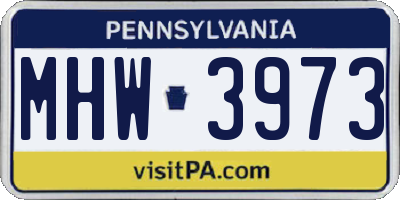 PA license plate MHW3973