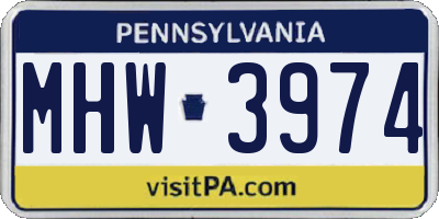 PA license plate MHW3974