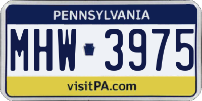 PA license plate MHW3975