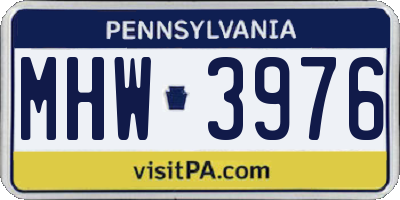 PA license plate MHW3976