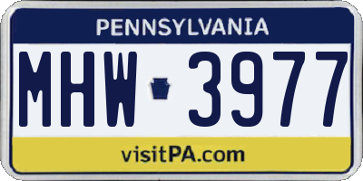 PA license plate MHW3977