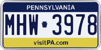 PA license plate MHW3978