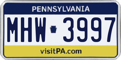PA license plate MHW3997