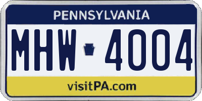 PA license plate MHW4004
