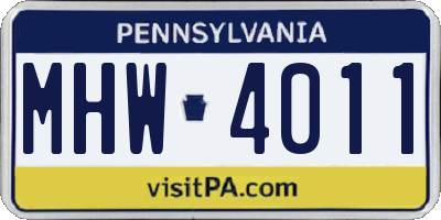 PA license plate MHW4011