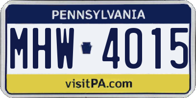 PA license plate MHW4015