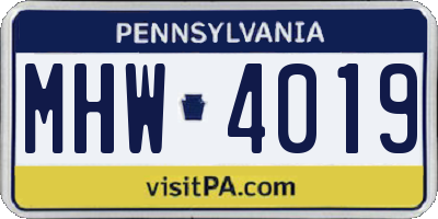 PA license plate MHW4019