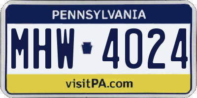 PA license plate MHW4024