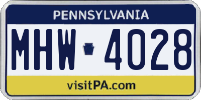 PA license plate MHW4028