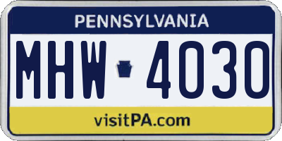 PA license plate MHW4030