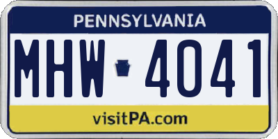 PA license plate MHW4041