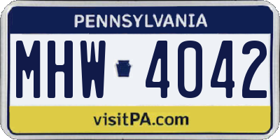 PA license plate MHW4042