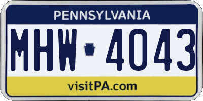 PA license plate MHW4043
