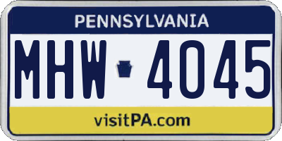 PA license plate MHW4045