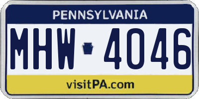 PA license plate MHW4046