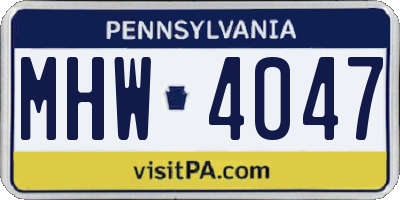 PA license plate MHW4047
