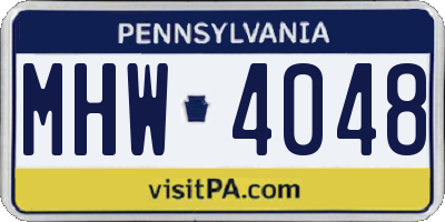 PA license plate MHW4048