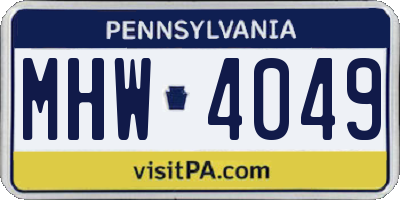 PA license plate MHW4049