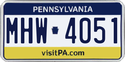 PA license plate MHW4051