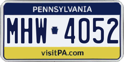 PA license plate MHW4052