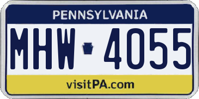 PA license plate MHW4055