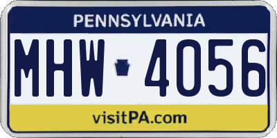 PA license plate MHW4056