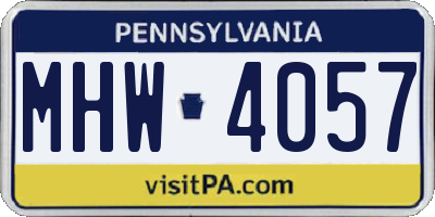 PA license plate MHW4057