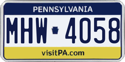 PA license plate MHW4058