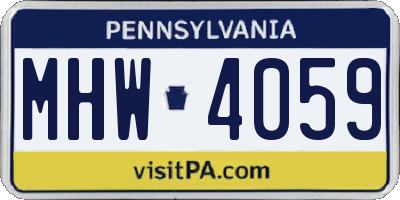 PA license plate MHW4059